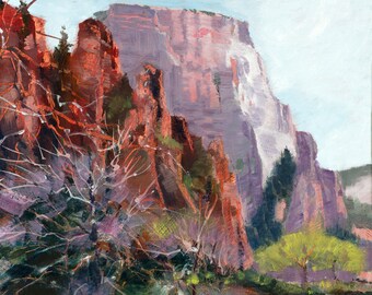 Zions National Park Painting, Zions Oil Painting, Utah Painting, Landscape Oil Painting, Mountain Painting