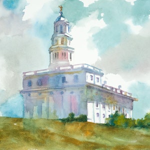 Nauvoo LDS Temple, Nauvoo, Illinois, Illinois Temple, LDS Art, LDS Watercolor, Nauvoo Temple Watercolor