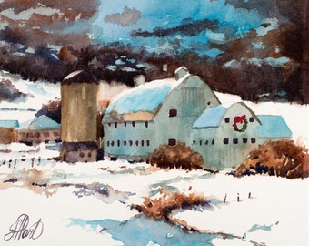 Park City Painting, Barn Painting, White Barn, Watercolor Painting, Watercolor Print, Park City, Utah