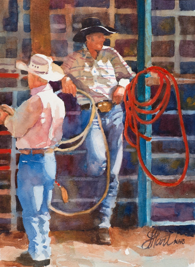 Cowboy Painting, Cowboy Art, Cowboy Watercolor, Western Art image 1