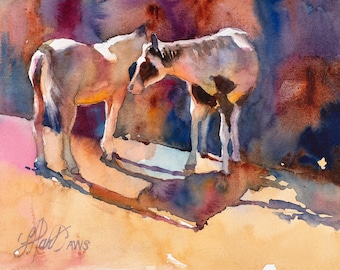 Horses Watercolor Print, Horse Painting, Horse Art, Farm Animals, Watercolor Painting, Watercolor Print