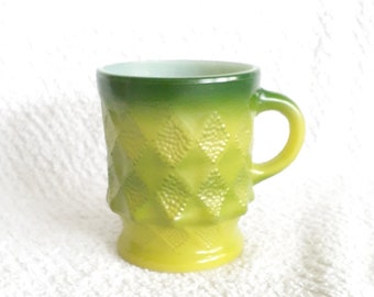 Fireking Green Diamond Vintage Mug Anchor Hocking Textured