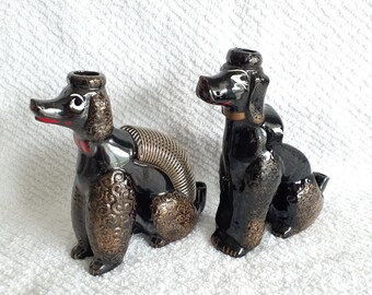 Retro Desk Supplies Redware Dog Poodle Letter Pencil Holder Vintage Ceramics