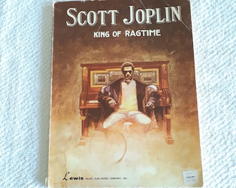 Ragtime Piano Scott Joplin King Of Ragtime Vintage Sheet Music Book with Illustrations
