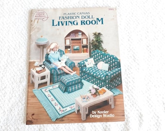 Living Room Plastic Canvas Pattern Vintage Fashion Doll Kooler Design Studio Booklet