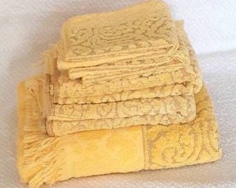 Caldwell Vintage Bath Towel Hand Facecloth Golden Yellow Textured