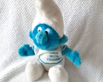 True Blue Friend Smurf VTG Plush Toy Nutshell Filling