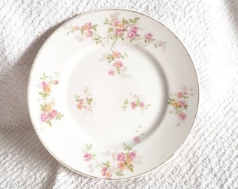 Vintage Limoges Pink Roses Luncheon Plate