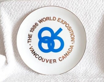 Decorative Vintage Souvenir Large Plate Expo 86 Vancouver Canada