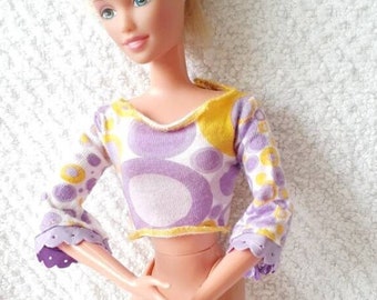 Barbie Fashion Flower Power Crop Top Flare Sleeves Bead Party