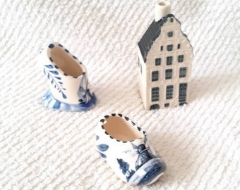 Delft Blue KLM House Shoes Vintage Dutch Home Decor Delft