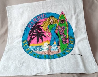 NEON Barbie Towel Deadstock RARE Barbie Surf Club 80's Mattel