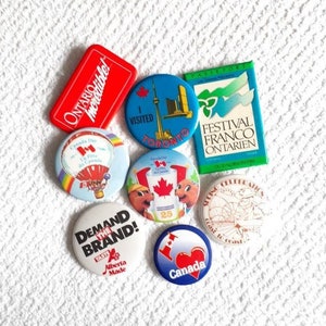 Pins Button Badges Lot Ontario Toronto Alberta French Canada Vintage