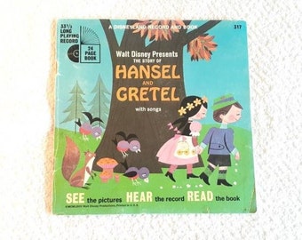 Vinyl Record Book Hansel and Gretel Vintage Disneyland Storyteller with Songs