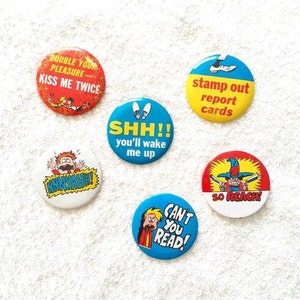 Vintage Metal Button Pinback Collection 70&#39;s Buttons Badges Humor