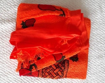 Fringe Towel Apron Vintage Orange Fruit Basket Vintage Kitchen