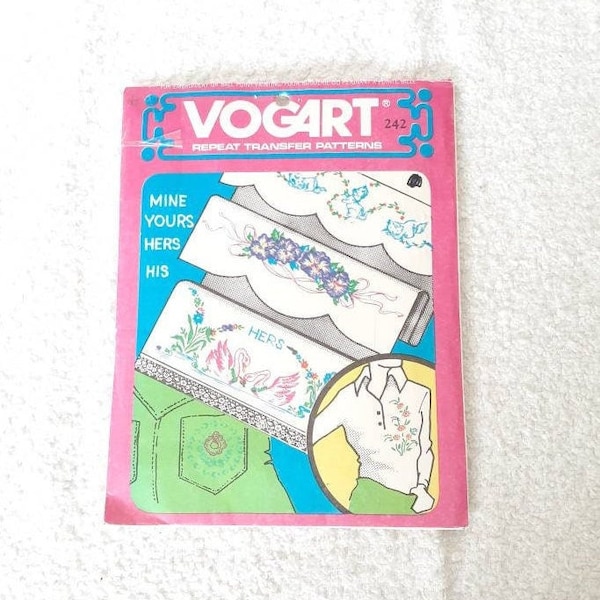 Vogart Vintage Transfer Patterns His Hers Yours Mine Kittens Flowers