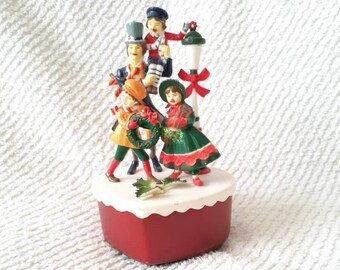 Music Box Christmas Wind Up Silent Night Old Fashioned Lamp Children