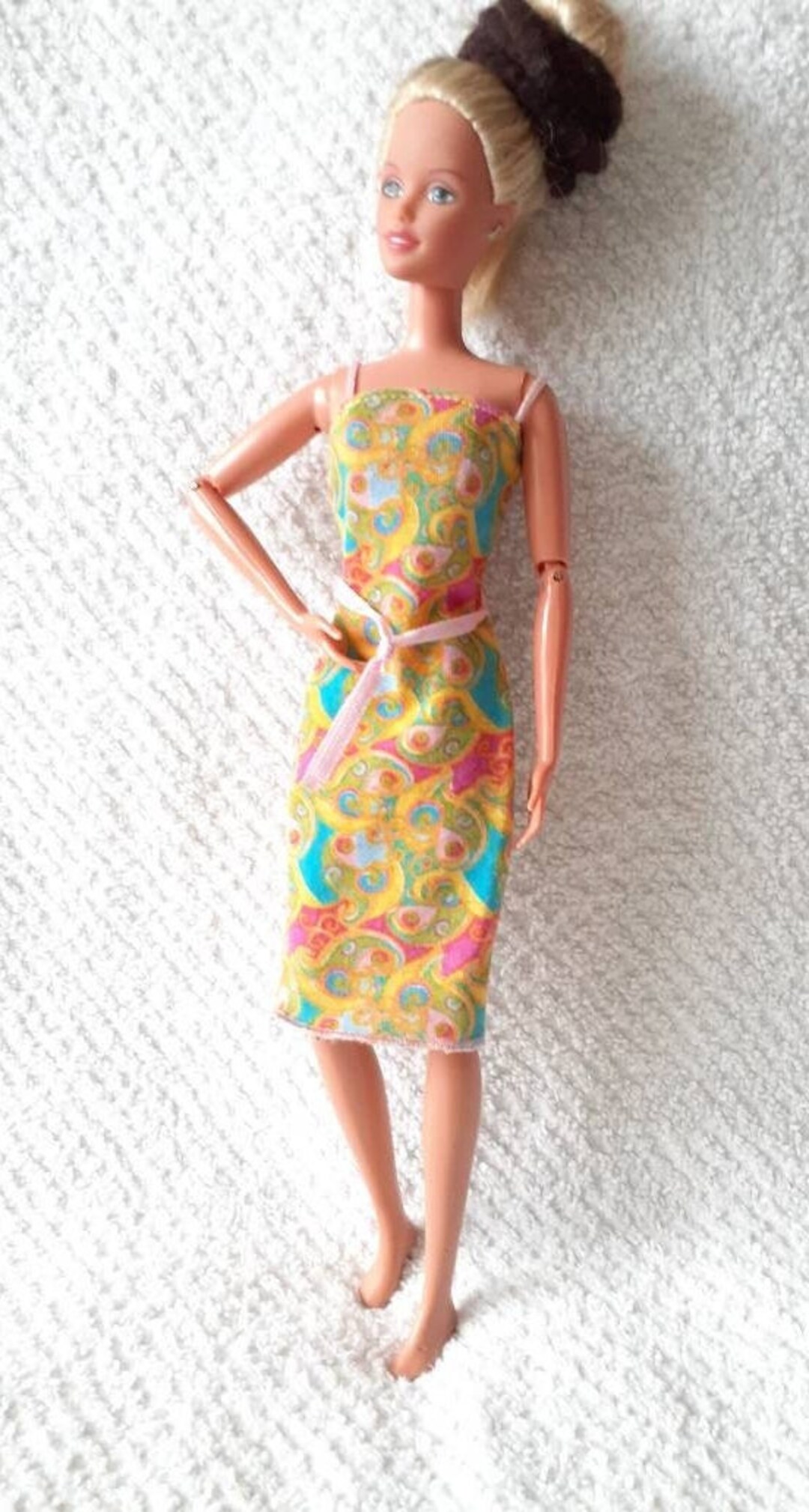 Vintage Genuine Barbie Dress Summer Floral Pink Ribbon Etsy
