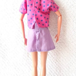 Barbie Skirts Crop Top Pink Purple Vintage 12 inch Doll Clothing image 6