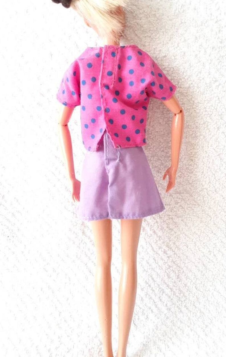 Barbie Skirts Crop Top Pink Purple Vintage 12 inch Doll Clothing image 6