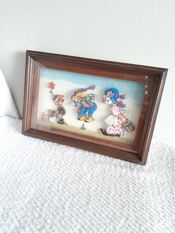 Papier Tissu Vintage Années 1960 - Motif Clowns, 8 Feuilles Pour Anniversaire