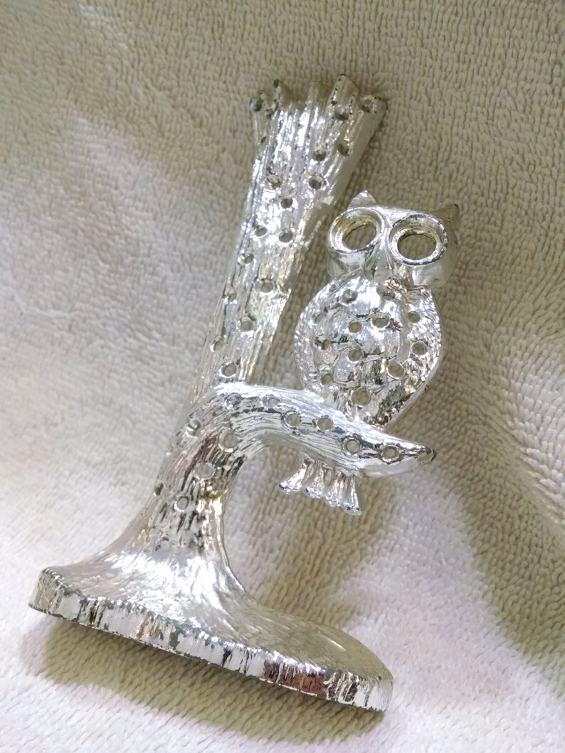 Pretty Silvery Owl In Tree Earing Storage