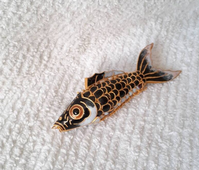 Beautiful Enamel Swimming Fish Pendant Cloisonne Style