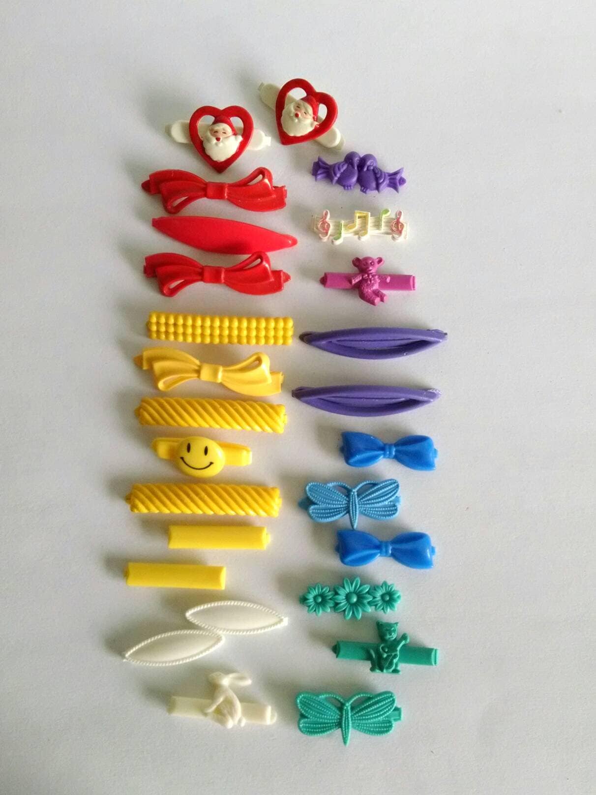 Vintage Hair Barrette Clips Lot of 7 Large 80s 90s Amazon.com : Janinka 72 Pcs Hinge Barrettes for Toddler  main image 3