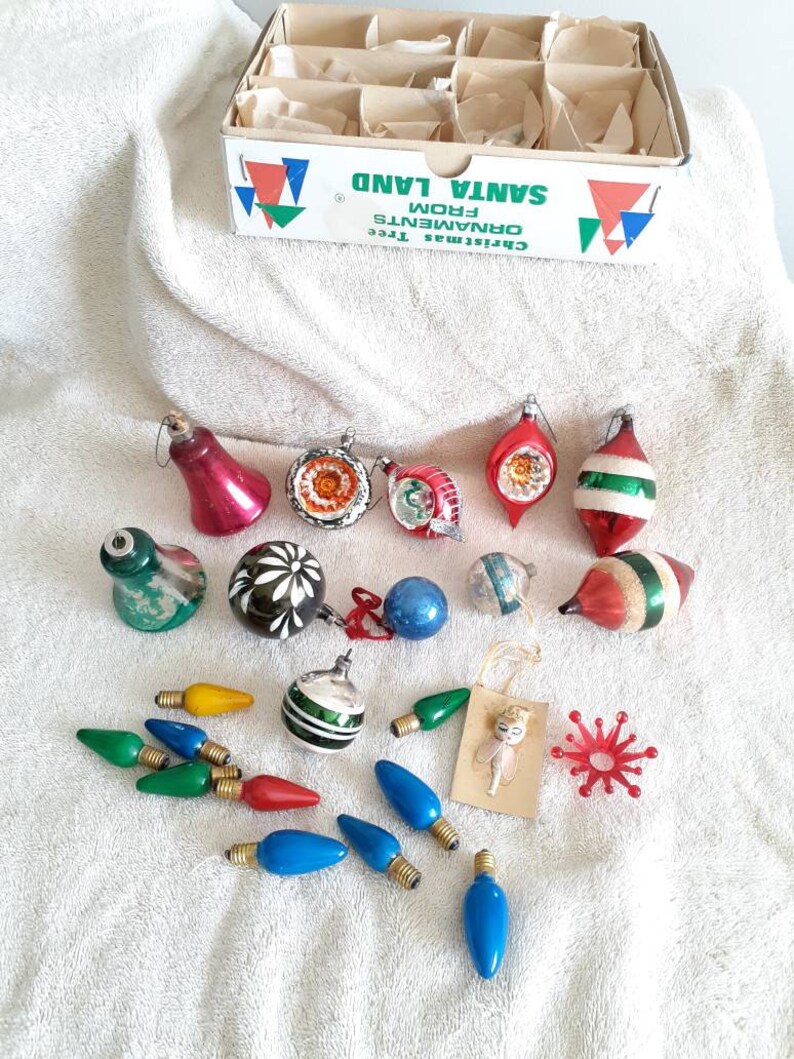 Box Lot Mixed Vintage Christmas Tree Ornaments | Etsy