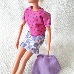 Barbie Skirts Crop Top Pink Purple Vintage 12 inch Doll Clothing image 1