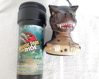 Jurassic Park Character Drink Cup The Ride Vintage Universal Studios Dinosaur Straw