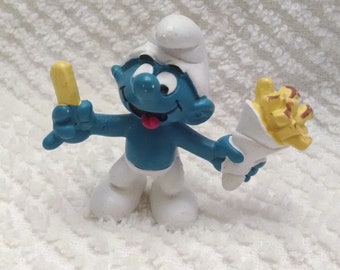 Original French Fries Smurf Peyo Blue Smurf Vintage 80s Toys