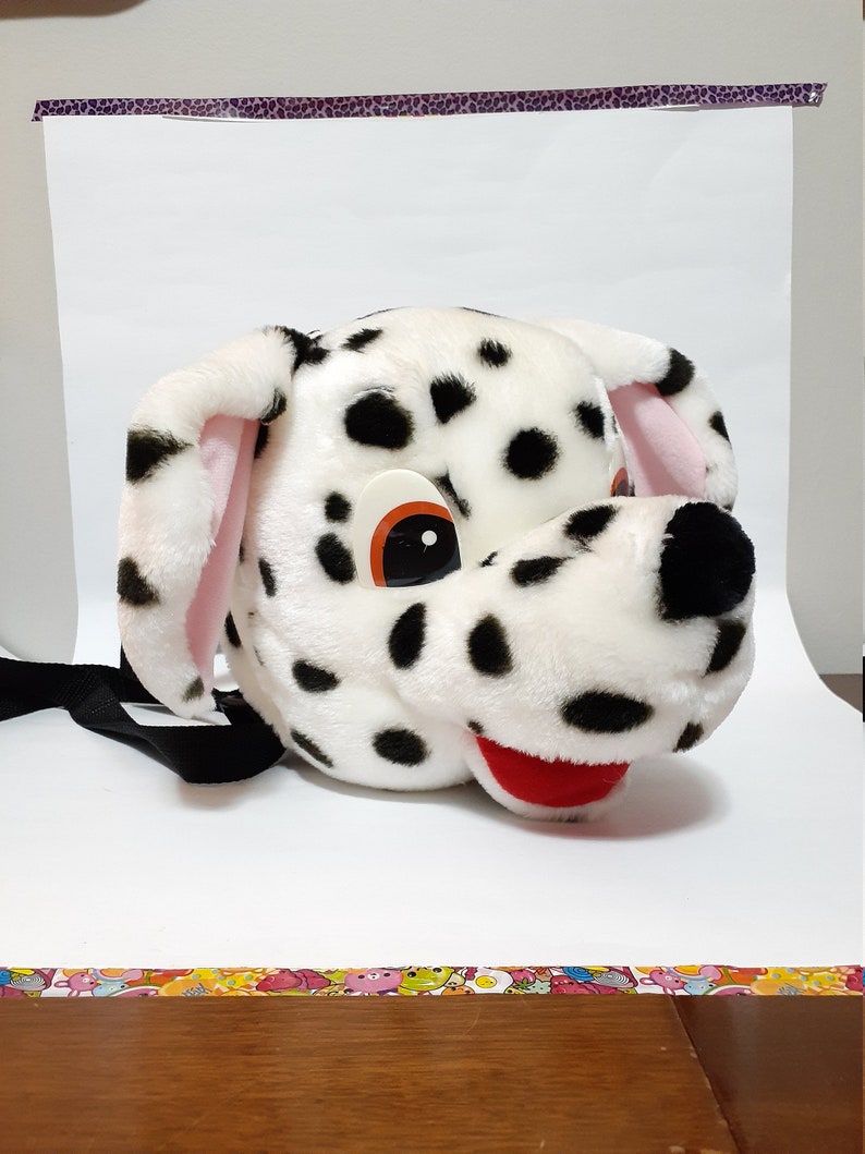 Children/'s Plush Big Head Dalmatian Dog Puppy Backpack Bag NEW