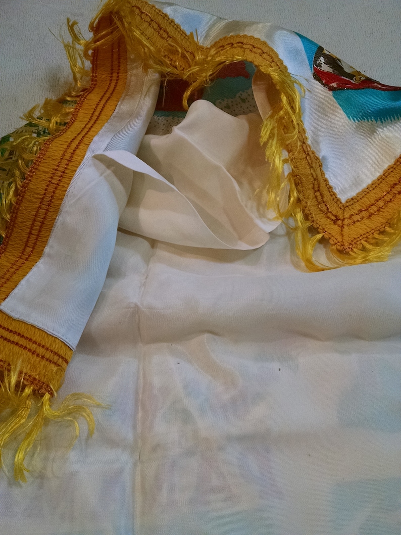 Bright Fabulous Vintage Satin Souvenir Pillow Cover Panama