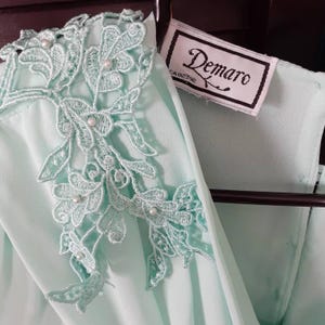 Teal Chiffon Vintage Party Dress Padded Shoulder Full Sleeve Peplum Waist