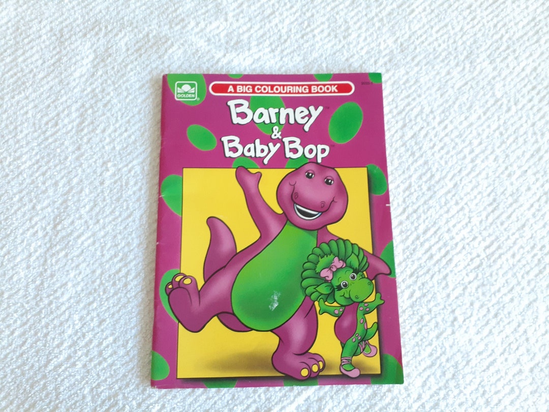 Colouring Book Barney And Baby Bop Vintage Golden Books Purple Etsy