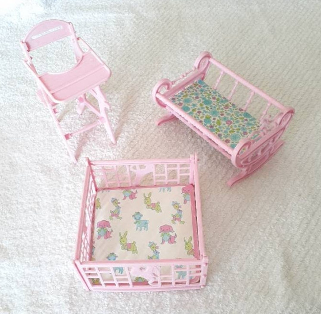 Vintage Plastic Doll Nursery Furniture Crib Playpen Highchair Etsy