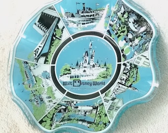 Disneyland Lovely Blue Glass The Magic Kingdom Souvenir Plate