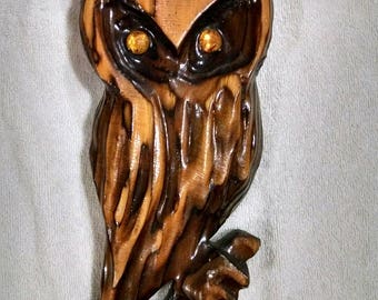 Carved Vintage Owl Wall Hanging Wood Decor