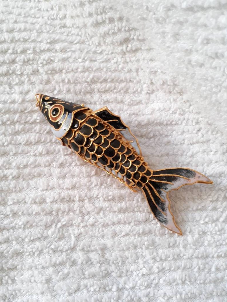 Beautiful Enamel Swimming Fish Pendant Cloisonne Style