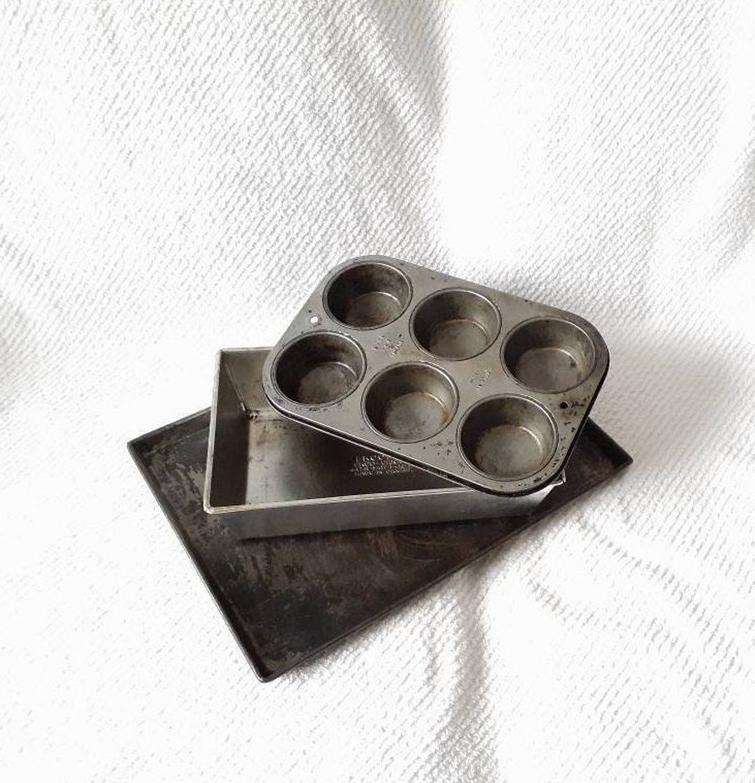 Ekco Baking Pan Set Cupcakes Sheet Loaf Vintage Ekcoloy Etsy