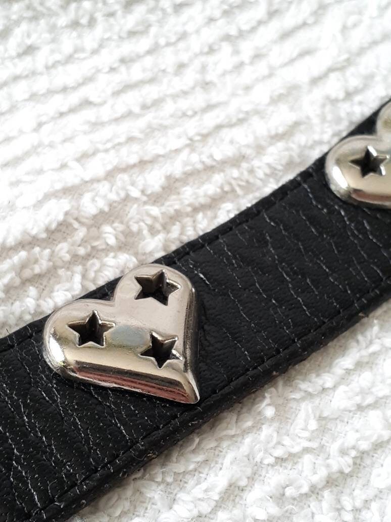 Betsey Johnson Heart Embossed  Belt & Buckle Betsey Johnson Belt Genuine Leather Hearts Metal Studs - Etsy main image 4