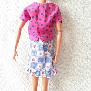 Barbie Skirts Crop Top Pink Purple Vintage 12 inch Doll Clothing image 7