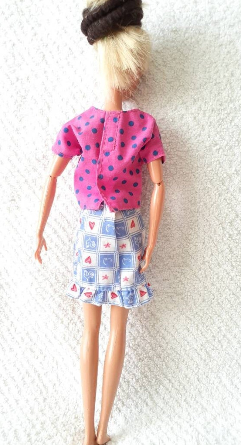 Barbie Skirts Crop Top Pink Purple Vintage 12 inch Doll Clothing image 7