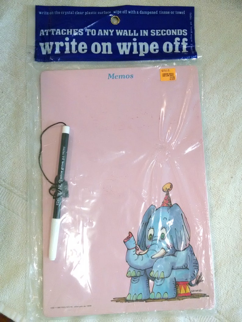 Pink Write on Wipe off Vintage Memo Board With Pen Original | Etsy