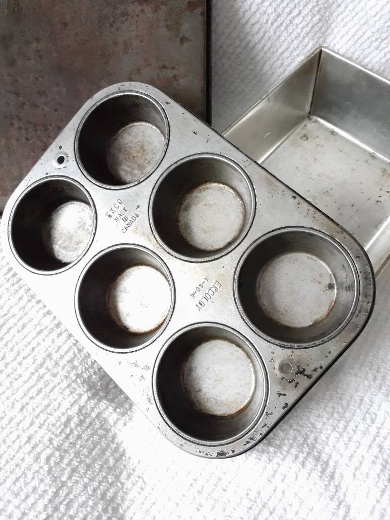 Ekco Baking Pan Set Cupcakes Sheet Loaf Vintage Ekcoloy Etsy
