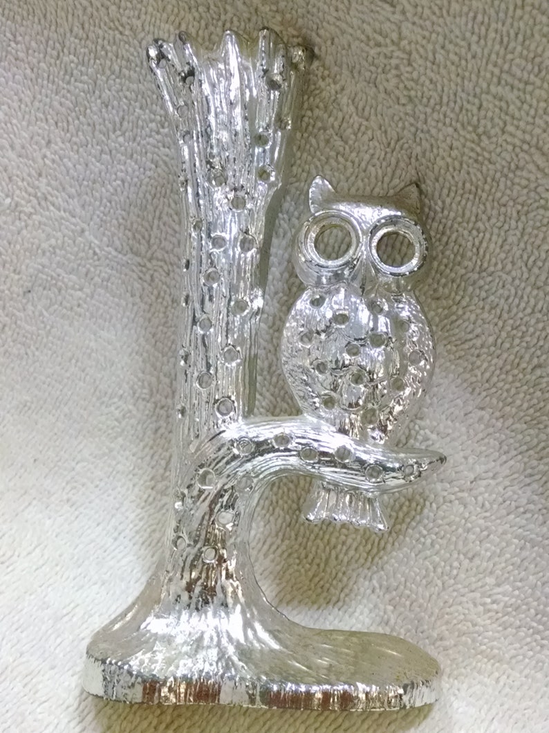 Pretty Silvery Owl In Tree Earing Storage
