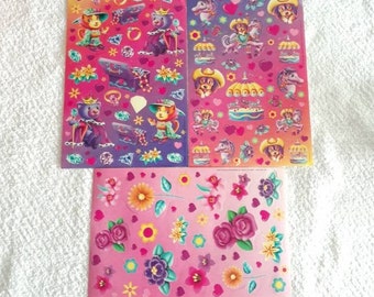 Vintage Lisa Frank Sticker Sheets Roses Dog Horse Merry Go Round Cats Kings Treasure Jewels