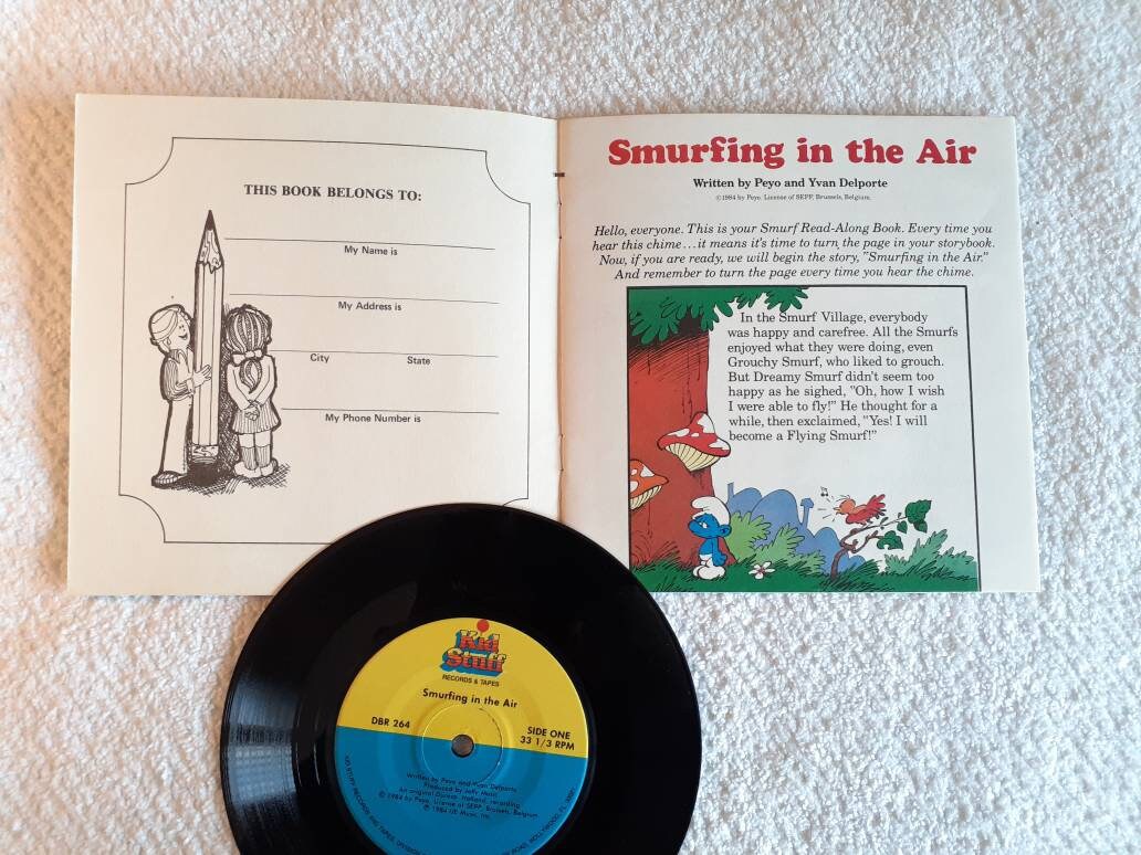 Smurfs Vintage 1984 Collectible Smurfing in the Air Read-along